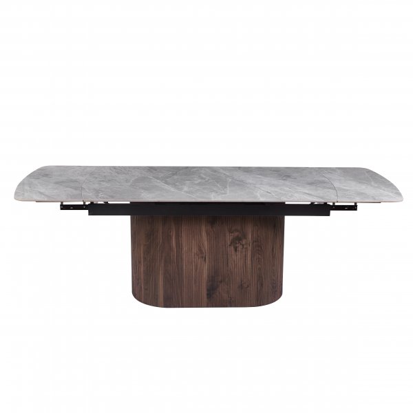 Salvador ruokapöytä 160-240 cm harmaalla keraamisella kivellä / Pähkinäpuu Salvador ruokapöytä 160-240 cm harmaalla keraamisella kivellä / Pähkinäpuu
