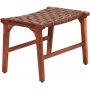 Porto Bello Footstool teak/aniliininahkaa