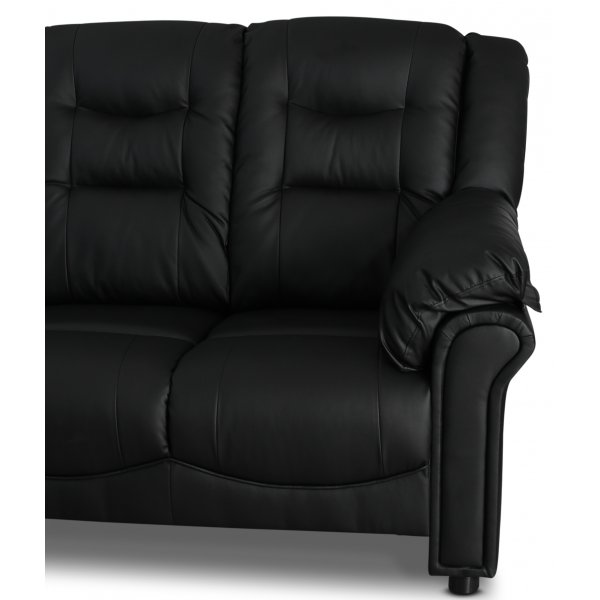 Peking-kulmasohva - Musta keinonahka + Huonekalujen tekstiilien puhdistus