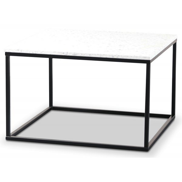 Terrazzo-sohvapyt 75x75 cm - Bianco Terrazzo & musta runko