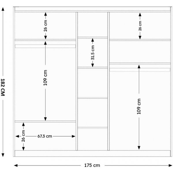 Henna-vaatekaappi 175 x 50 x 182 cm - Valkoinen