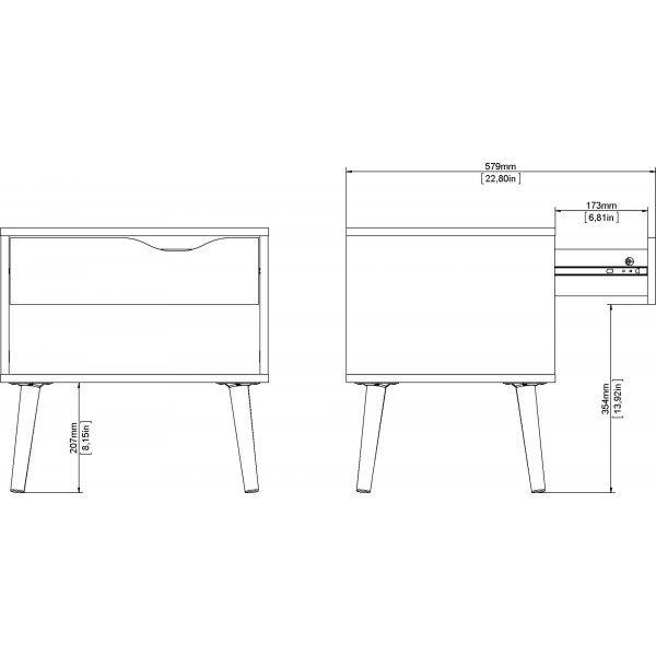 Oslon ypyt - Valkoinen/tammi