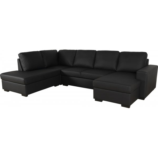 Solna U-sohva musta PU A3D + Huonekalujen tekstiilien puhdistus