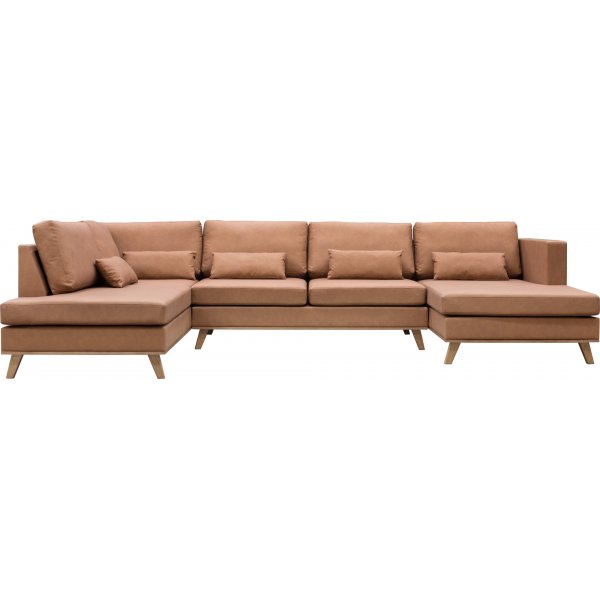 Ranger U-sohva, vasen avoin pty - Konjakinvrinen nahka