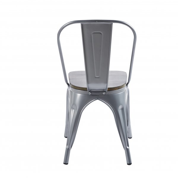 Iris-metalliruokatuoli puisella istuimella Iris-metalliruokatuoli puisella istuimella