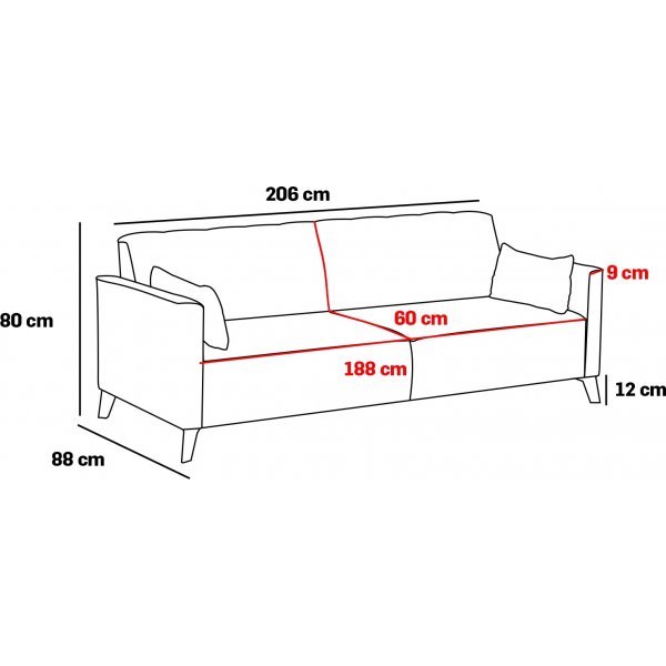 3-istuttava vuodesohva - Musta 3-istuttava vuodesohva - Musta