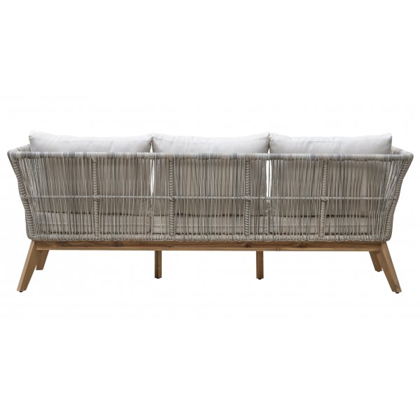 Inez-oleskelutilaryhm�; sohva, 2 nojatuolia ja sohvap�yt� - harmaata keinorotingkia ja akaasiapuuta