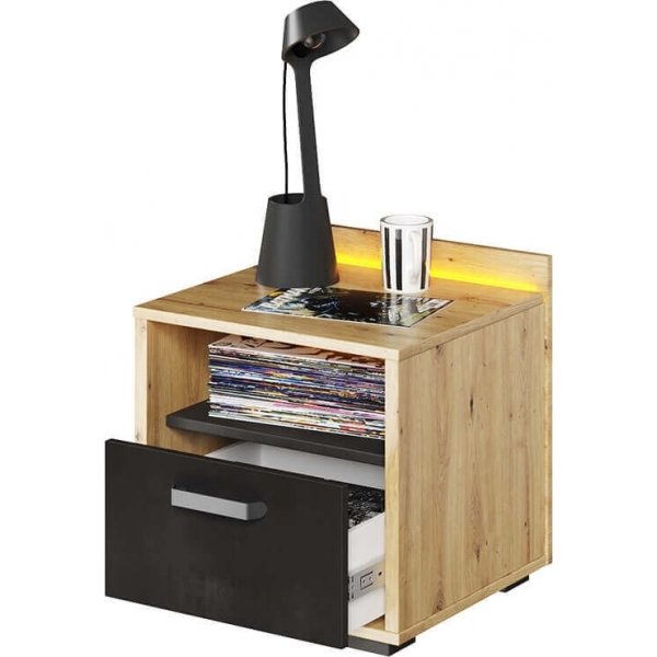 Qubic ypyt - Artisan tammi/harmaa/musta