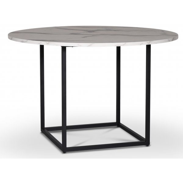 Sintorp ruokailuryhmä, pyöreä ruokapöytä Ø115 cm sis. 4 Orust mustaa uloketuolia - Valkoinen marmori (laminaatti) + 4.00 x Tuolin tyyny Sintorp ruokailuryhmä, pyöreä ruokapöytä Ø115 cm sis. 4 Orust mustaa uloketuolia - Valkoinen marmori (laminaatti) + 4.00 x Tuolin tyyny