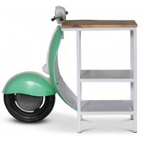 Vintage Vespa baaritiski/yöpöytä 104 x 44 cm - Valkoinen/vihreä Vintage Vespa baaritiski/yöpöytä 104 x 44 cm - Valkoinen/vihreä