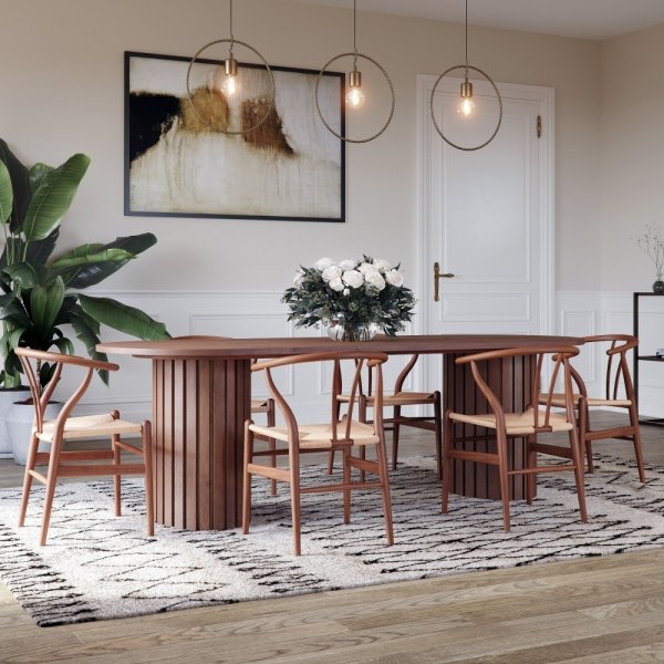 PiPi ruokailuryhm soikea ruokapyt 240 cm phkin + 6 Brandon ruokatuolia - Walnut