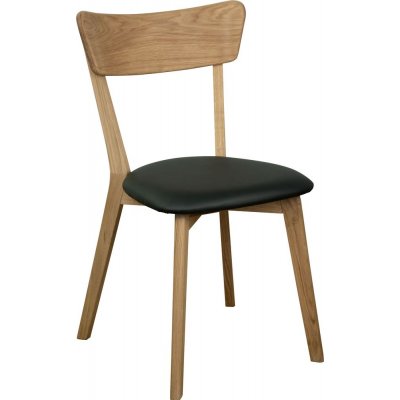 Amino-tuoli ljytty tammea/musta ekonahkaa + Huonekalujen jalat