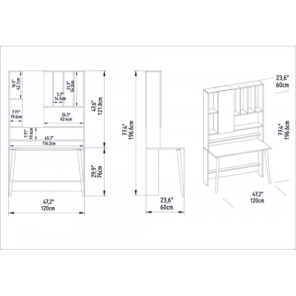 Puinen työpöytä 120 x 60 cm - Valkoinen/pähkinä Puinen työpöytä 120 x 60 cm - Valkoinen/pähkinä