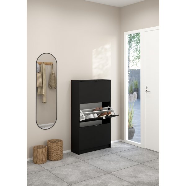 Kenk�kaappi, jossa 3 kallistuvaa ovea - mattamusta