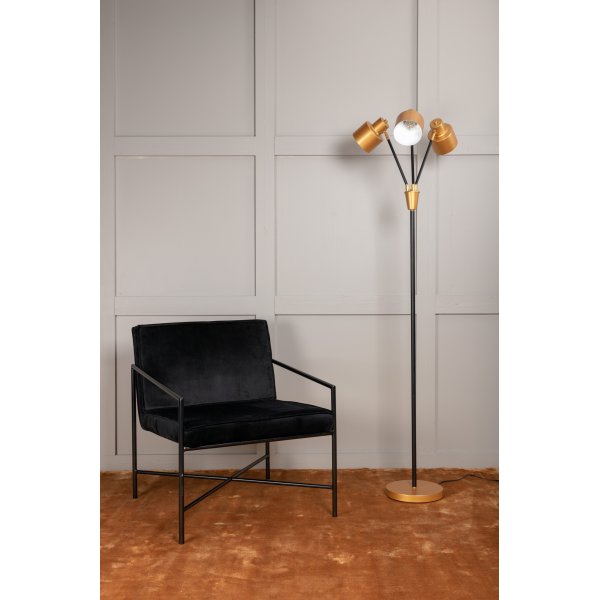 Semafori-lattiavalaisin - Musta/messinki Semafori-lattiavalaisin - Musta/messinki