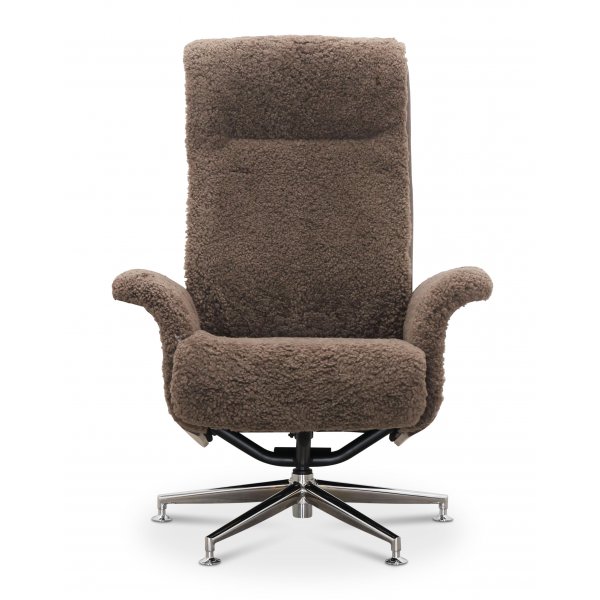 Nojatuoli jalkarahilla aitoa lampaannahkaa, tammea/ruskeaa - Ulla Nojatuoli jalkarahilla aitoa lampaannahkaa, tammea/ruskeaa - Ulla