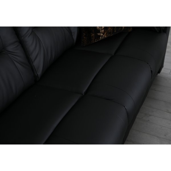 Peking-kulmasohva - Musta keinonahka + Huonekalujen tekstiilien puhdistus