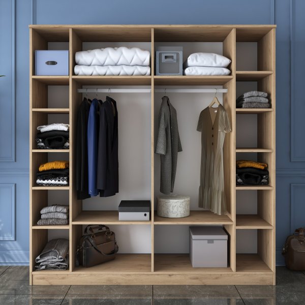 Baden vaatekaappi 14 - pähkinä/valkoinen Baden vaatekaappi 14 - pähkinä/valkoinen