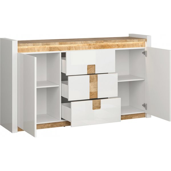 Alameda senkki 172 cm - Valkoinen/tammi Alameda senkki 172 cm - Valkoinen/tammi