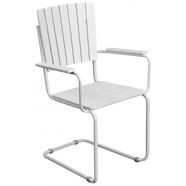 Holm� ulkoruokap�yd�n tuoli k�sinojilla, valkoinen