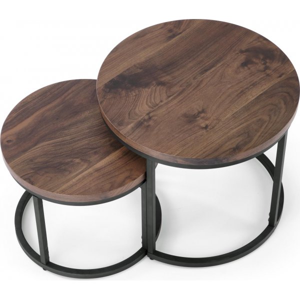 Pöytäsarja pähkinäpuu/musta Ø43/53 cm - Tore Pöytäsarja pähkinäpuu/musta Ø43/53 cm - Tore