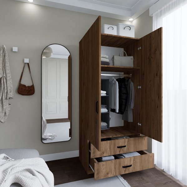 Yaman vaatekaappi 80 x 47 x 182 cm - mänty Yaman vaatekaappi 80 x 47 x 182 cm - mänty