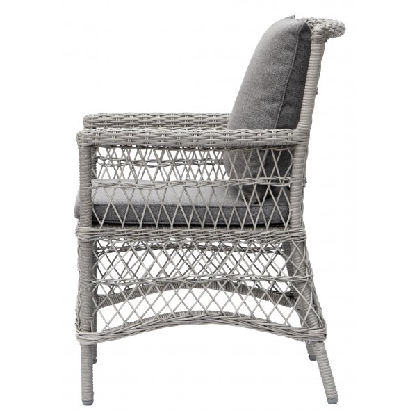 Ulkokalusteryhm�; 4 tuolia ja ruokap�yt� �110 cm harmaa/rottinki - Jacksonville/Provence