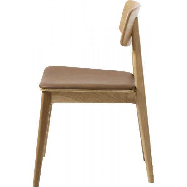 Ruokatuoli Kleppen ljytyss tammirungossa ja ruskealla PU-istuimella
