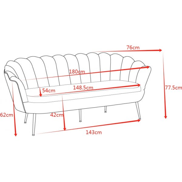 Sohva musta 3-paikkainen - Kingsley Sohva musta 3-paikkainen - Kingsley
