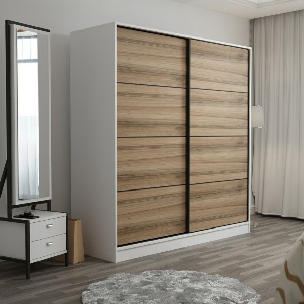 Kapusta vaatekaappi 180 cm - Valkoinen/ruskea Kapusta vaatekaappi 180 cm - Valkoinen/ruskea