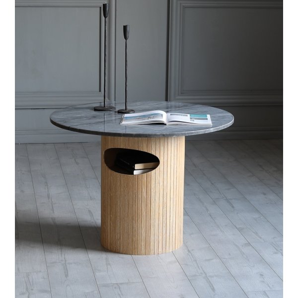 Arto pyre sohvapydn korkeus 60 cm - Whitewash / harmaa marmori