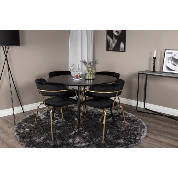 Tellrunkoinen tuoli - Musta/messinki Tellrunkoinen tuoli - Musta/messinki