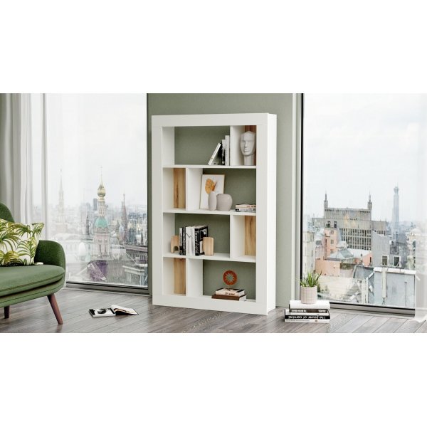 Luvio kirjahylly 22 - tammi/valkoinen