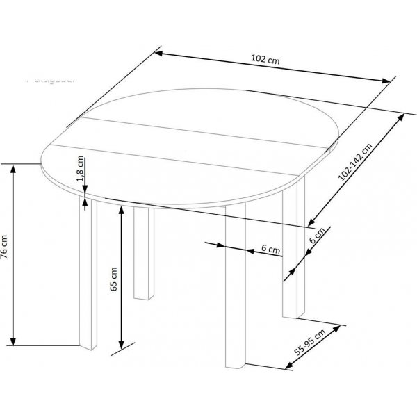 Pyöreä jatkettava ruokapöytä tammi/valkoinen 102-142 cm - Berivan Pyöreä jatkettava ruokapöytä tammi/valkoinen 102-142 cm - Berivan