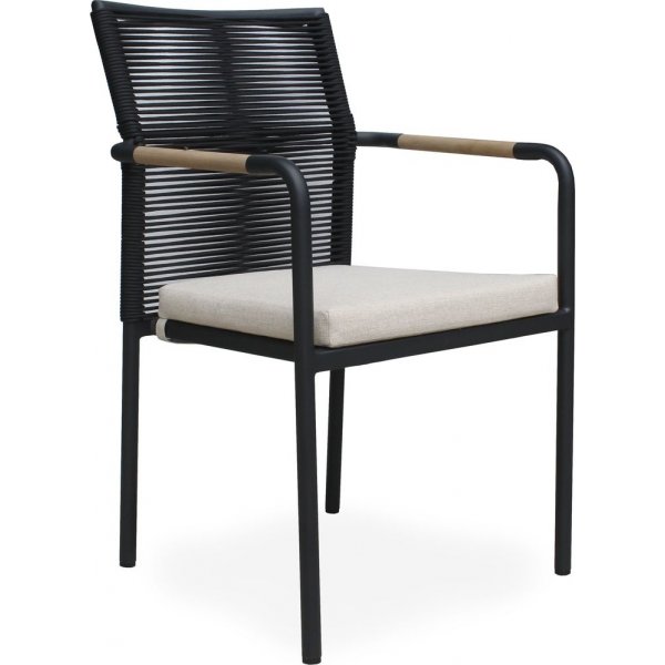 Skanör runkotuoli musta köysi - musta/tiikki Skanör runkotuoli musta köysi - musta/tiikki