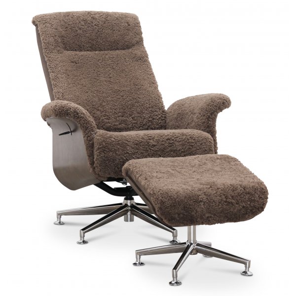 Nojatuoli jalkarahilla aitoa lampaannahkaa, tammea/ruskeaa - Ulla Nojatuoli jalkarahilla aitoa lampaannahkaa, tammea/ruskeaa - Ulla