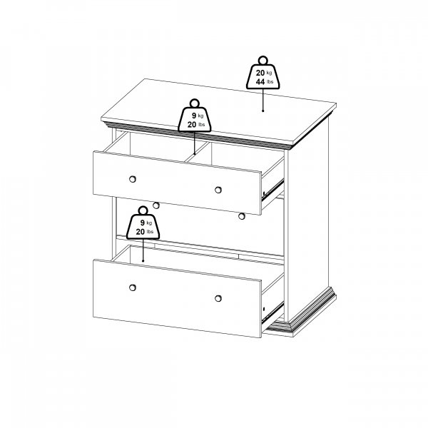 North-lipasto, jossa 3 laatikkoa - Valkoinen