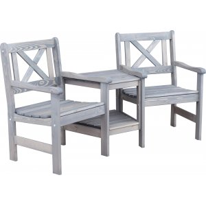 Europe-puutarhapenkki välipöydällä - Loveseat - harmaa Europe-puutarhapenkki välipöydällä - Loveseat - harmaa