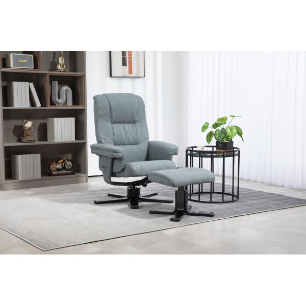 Harmaa lepotuoli jalkarahilla - Oslo Harmaa lepotuoli jalkarahilla - Oslo