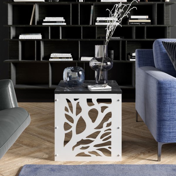 Tonga sivupöytä 44,5 x 44,5 cm - Valkoinen/musta Tonga sivupöytä 44,5 x 44,5 cm - Valkoinen/musta