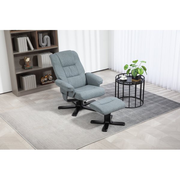 Harmaa lepotuoli jalkarahilla - Oslo Harmaa lepotuoli jalkarahilla - Oslo