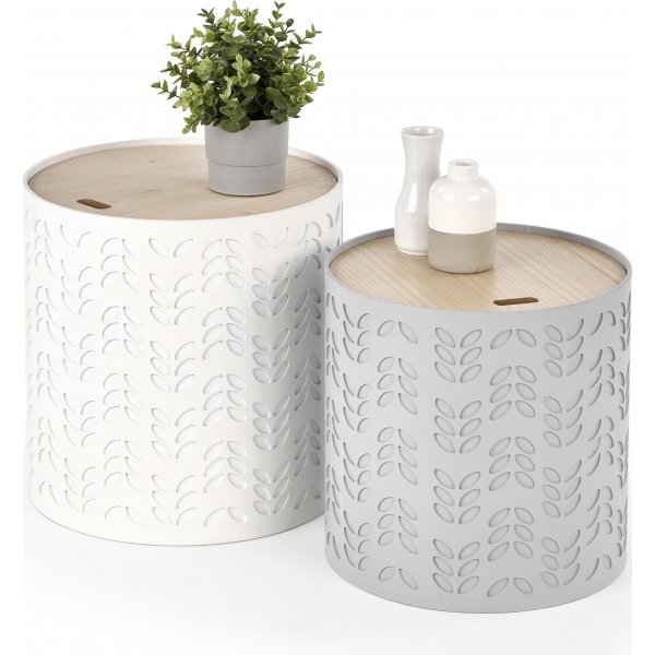 Pinottava Trudie-pöytä - Valkoinen/harmaa Pinottava Trudie-pöytä - Valkoinen/harmaa