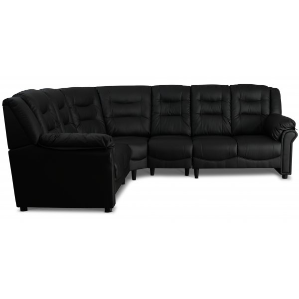 Peking-kulmasohva - Musta keinonahka + Huonekalujen tekstiilien puhdistus