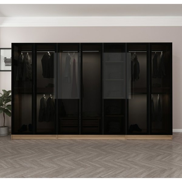 Cavolo vaatekaappi 315x52x210 cm, variantti A - ruskea Cavolo vaatekaappi 315x52x210 cm, variantti A - ruskea