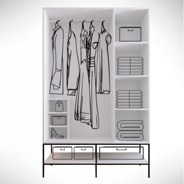 Martin vaatekaappi 126 cm - Valkoinen