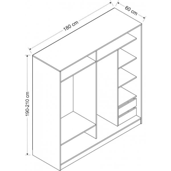 Kapusta vaatekaappi 180 cm - Ruskea/ruskea/valkoinen