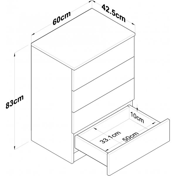 Muodikas lipasto L: 60 cm - Pähkinä/valkoinen Muodikas lipasto L: 60 cm - Pähkinä/valkoinen