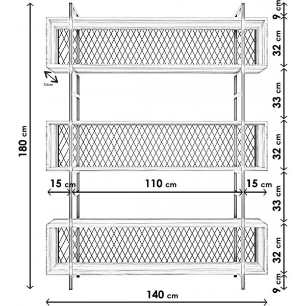 Araf kirjahylly 140 cm - pähkinä Araf kirjahylly 140 cm - pähkinä