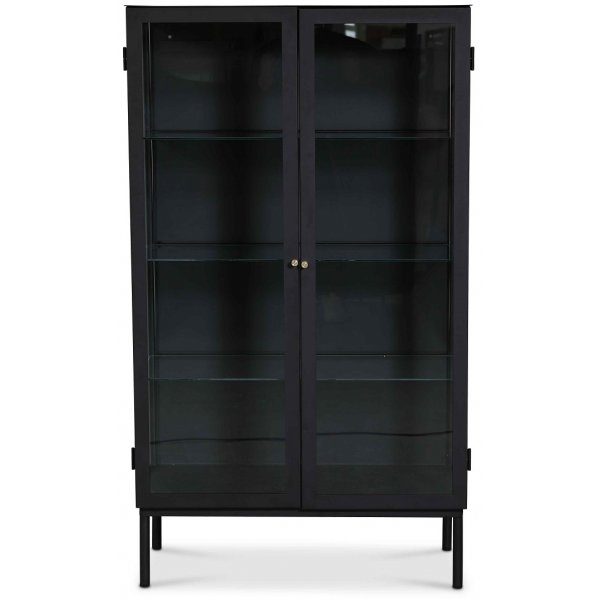 Cliff-vitriinikaappi, pelti (highboard) - Musta / Kirkas lasi