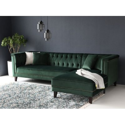 Dotto divaani sohva niiteill - Vihre sametti + Huonekalujen hoitosarja tekstiileille